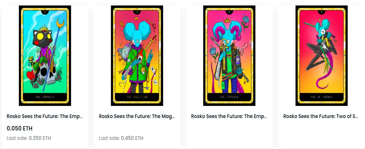Screenshot of Rosko Sees the Future NFT collectibles on OpenSea