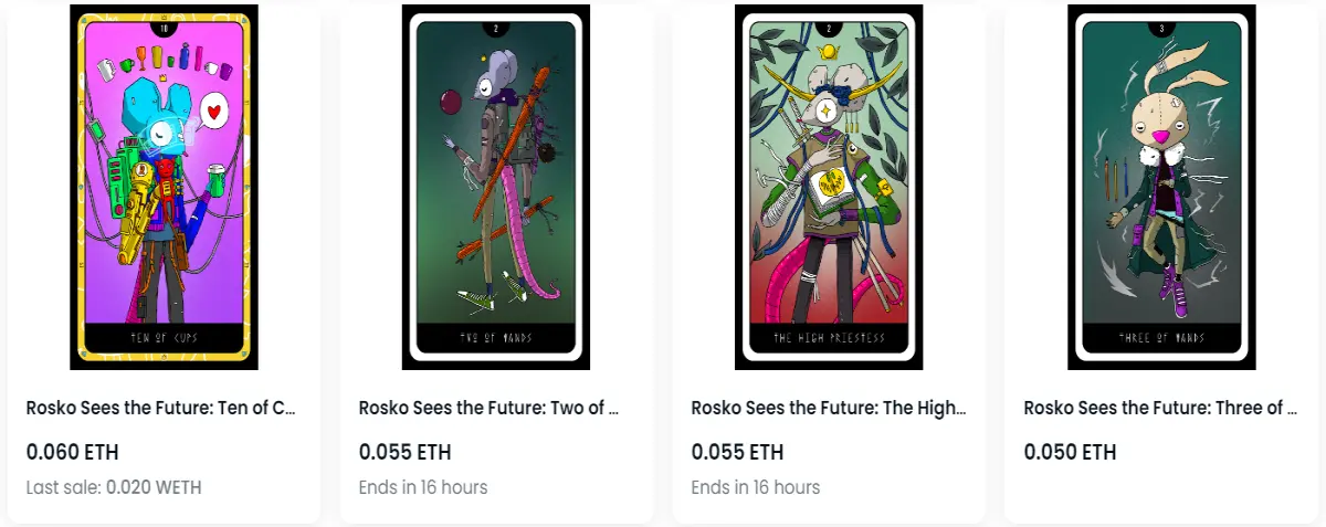 Screenshot of Rosko Sees the Future NFT collectibles on OpenSea