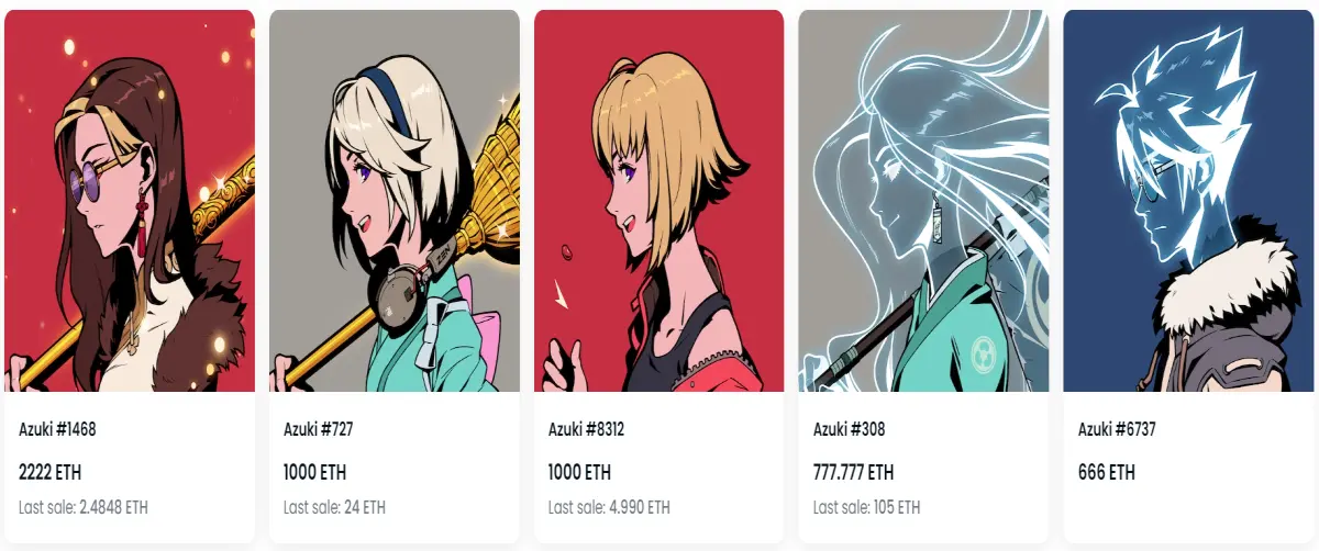 Screenshot of Azuki NFT Collectibles on OpenSea
