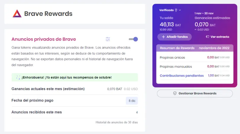 brave recompensas