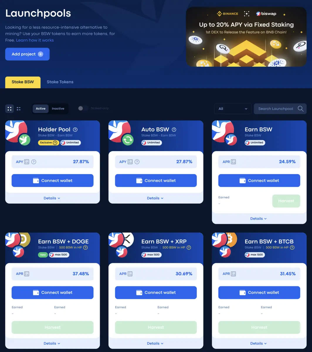 Biswap launchpools BSW