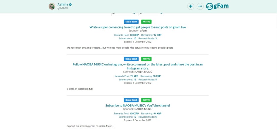 gFam - Challenge Page