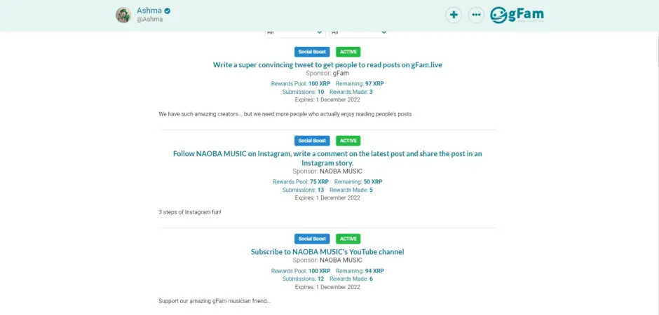 gFam - Challenge Page