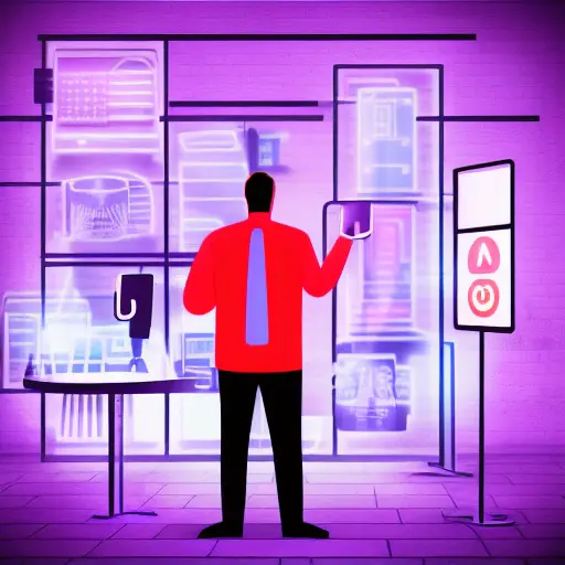 Stable Diffusion illustration of a man shopping in augmented reality.