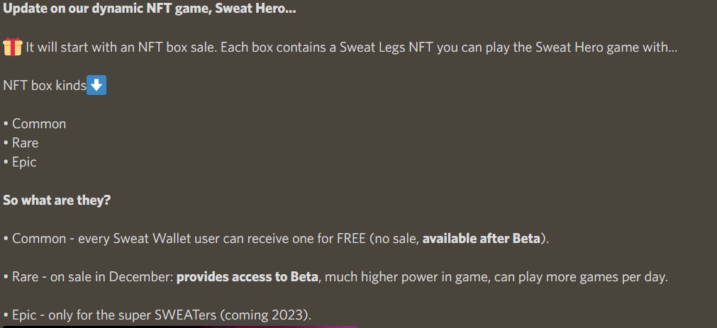 Recent Post from the SWEAT public discord server