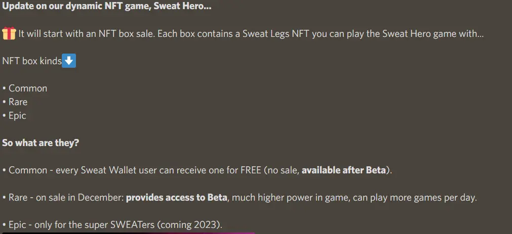 Recent Post from the SWEAT public discord server