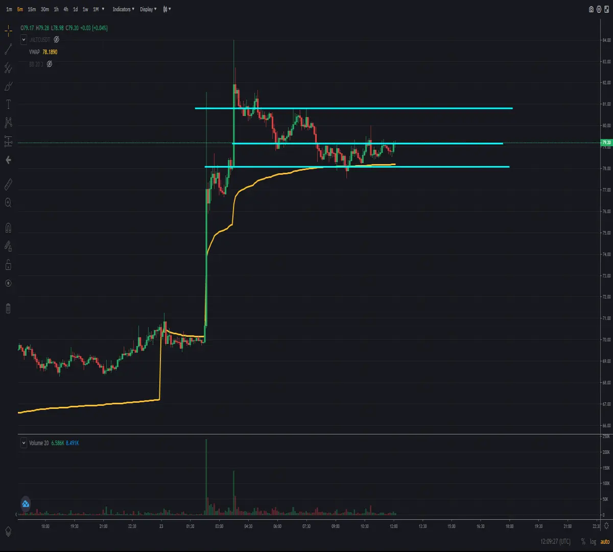 5 minute chart of cryptocurrency Litecoin
