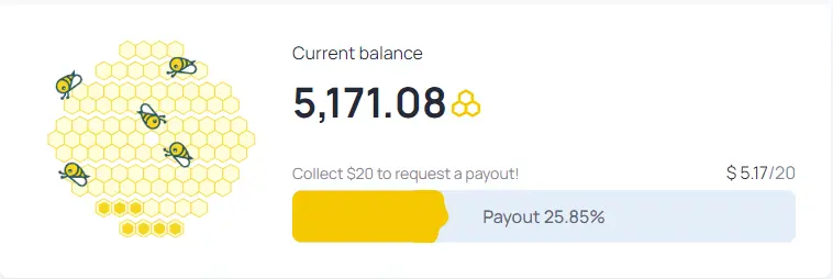 Honeygain - Progress of earnings