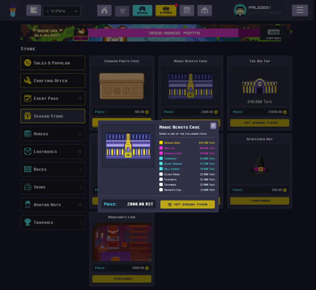 RollerCoin - Ingame shop
