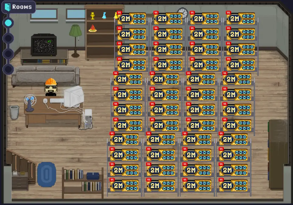 Rollercoin - Room 1 full racks