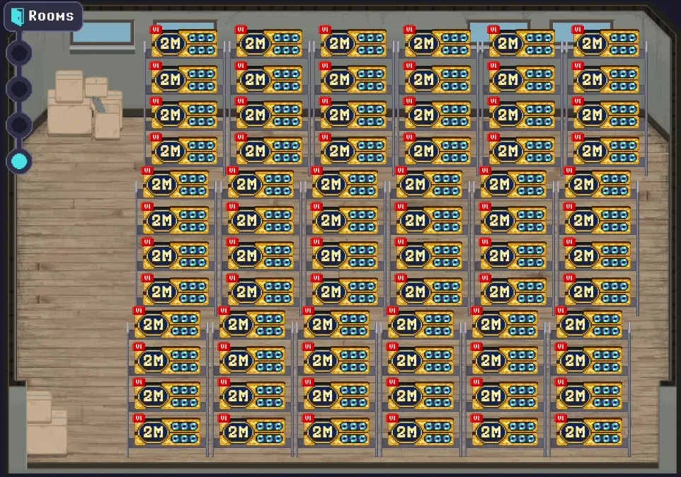 Rollercoin - Room 4 full racks