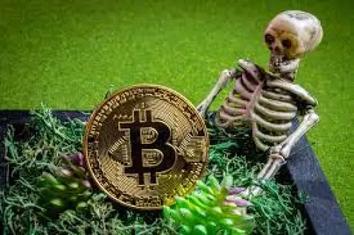 Bitcoin in the grave with a skeleton