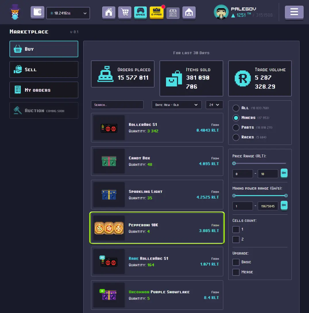 RollerCoin - Marketplace lucky discount crypto miner