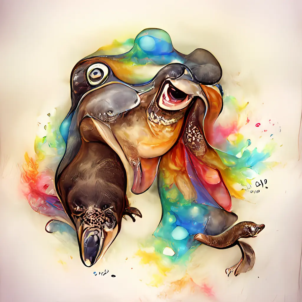 an ai generated joyful platypus