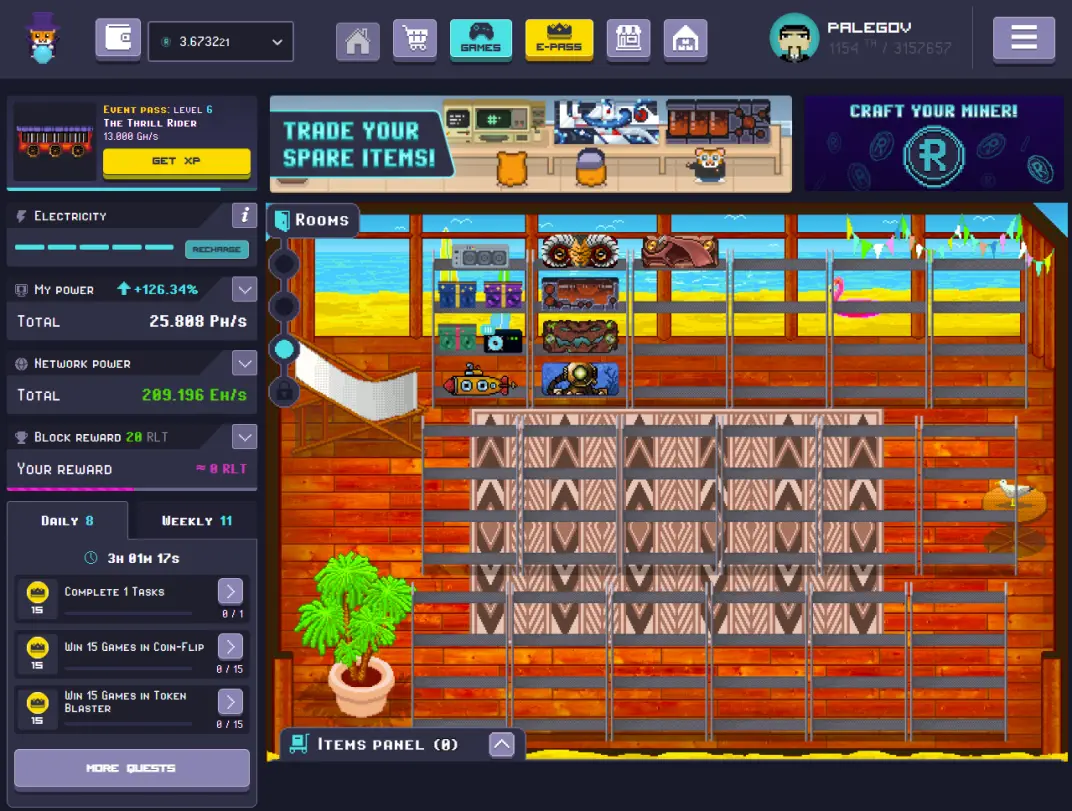 RollerCoin - My room level 3 - December-01-2022
