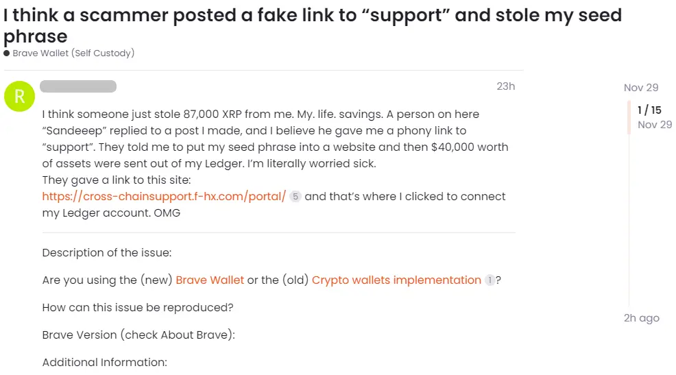 Angler phishing scam