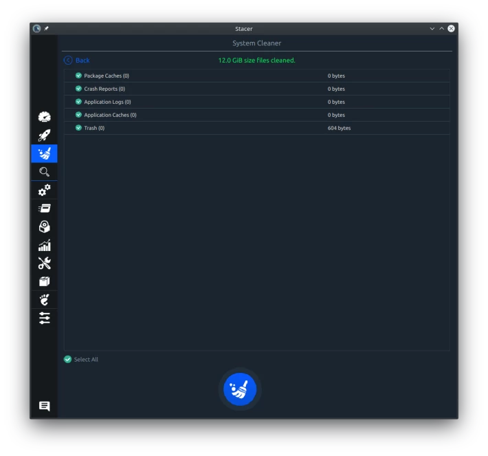 Stacer cleanup screen