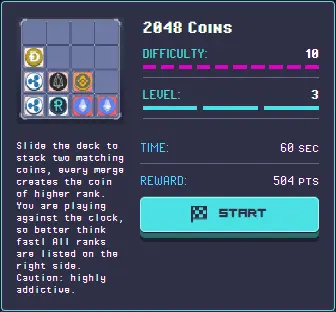 RollerCoin - Minigame 2048 Coins - Description