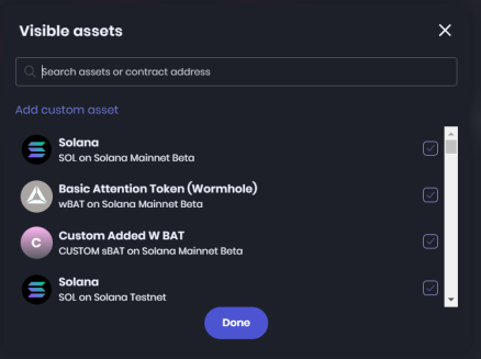 Visible Assets Window