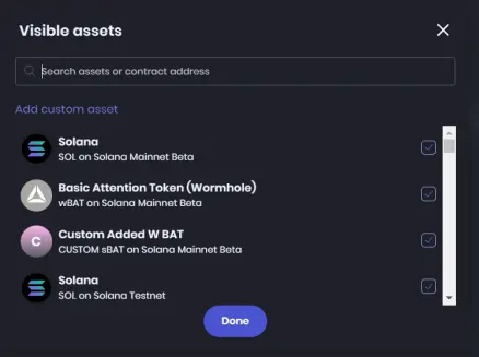 Visible Assets Window