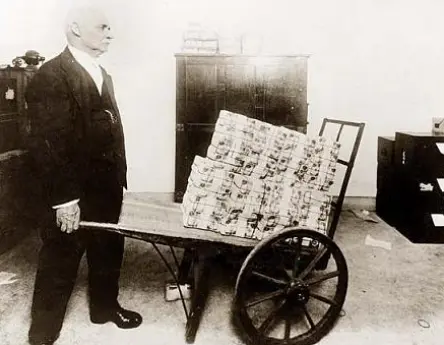 Weimar Germany - inflated cash in a wheelbarrow