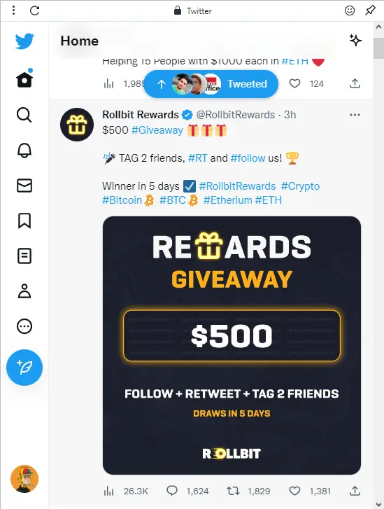 Twitter giveaways