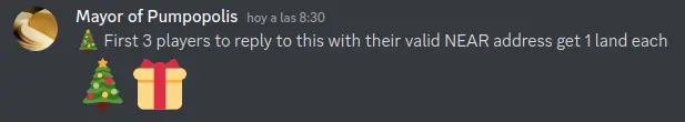 Discord message from Mayor of Pumpopolis