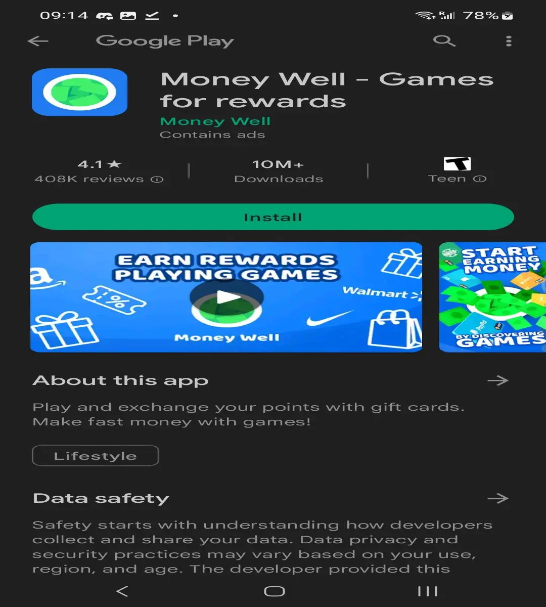 Screenshot of the Money Well Mobile App on the Google Play Store