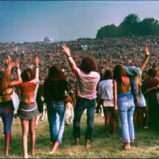 Interpretación artística de Hippies en Woodstock