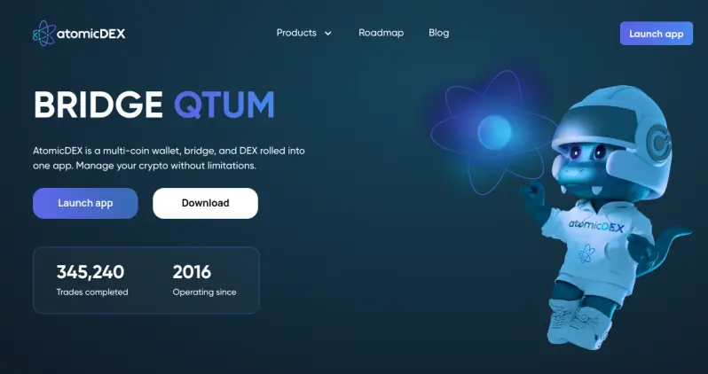 Vista de la página oficial de AtomicDEX