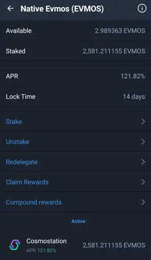 Evmos Trust Wallet Staked