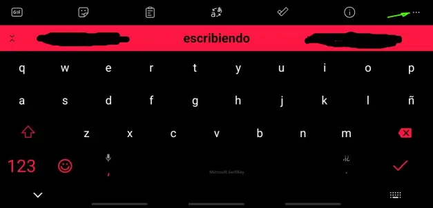 Selecciono los 3 puntos del teclado