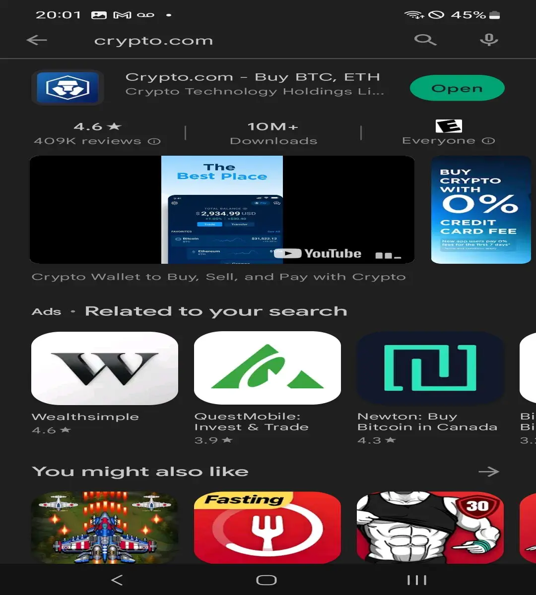 Google Play Store Screenshot of the Crypto.com Mobile App
