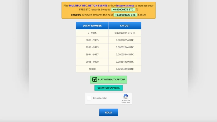 Screenshot of freebitco.in