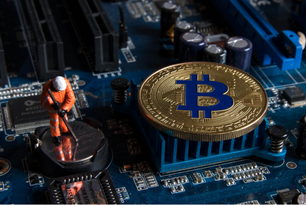 Bitcoin mining and crypto currency concept (by wuestenigel)