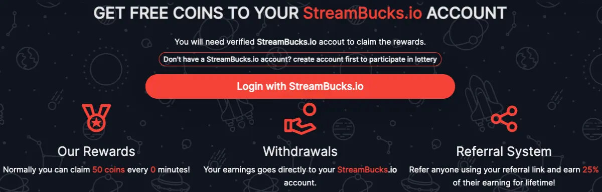 login with streambucks.io