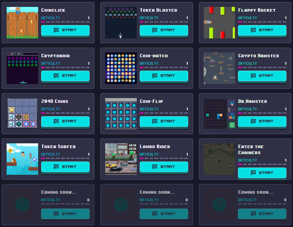 Games in Rollercoin