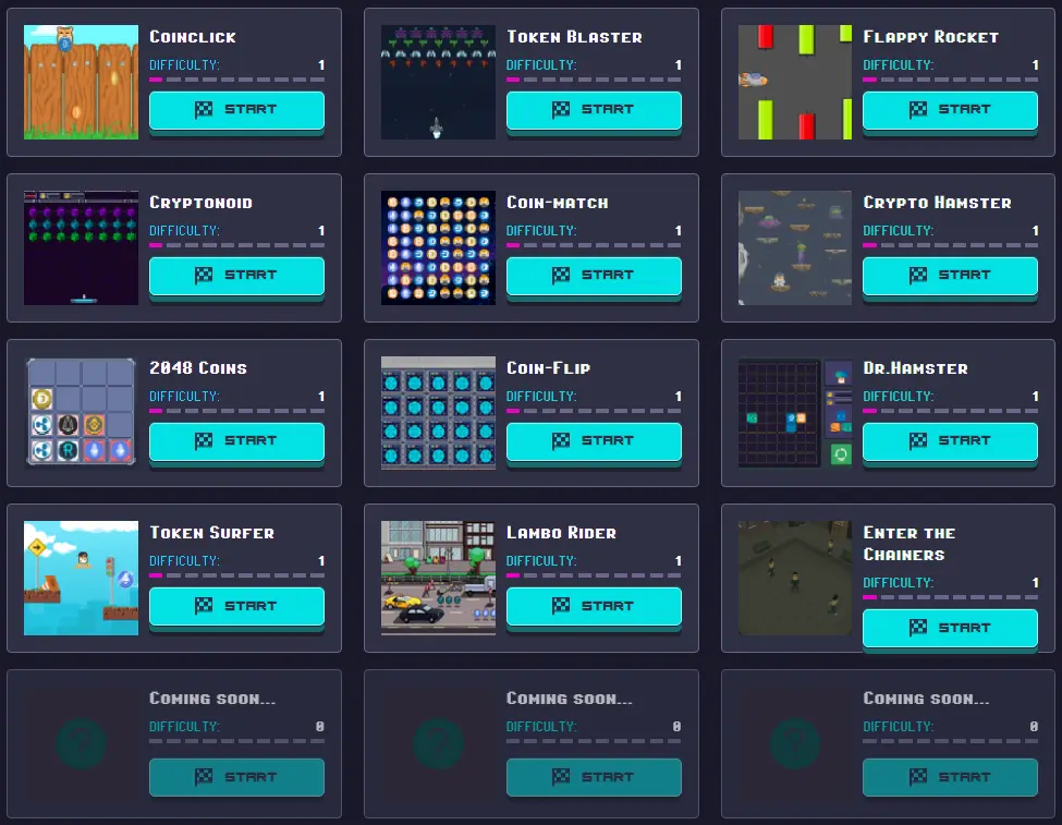 Games in Rollercoin