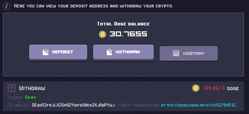 Withdraw money from Rollercoin