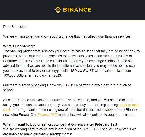 The email of Binance