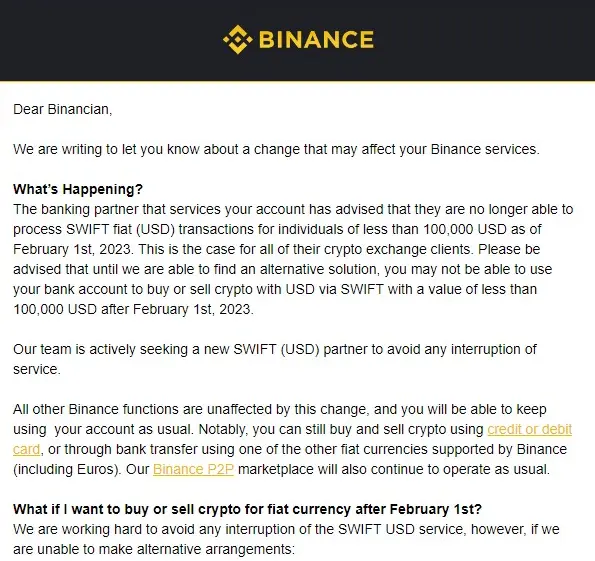 The email of Binance