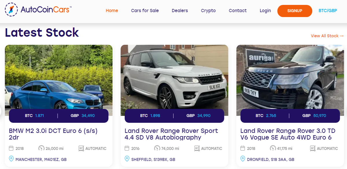 autocoincars' marketplace - buy a car with bitcoin