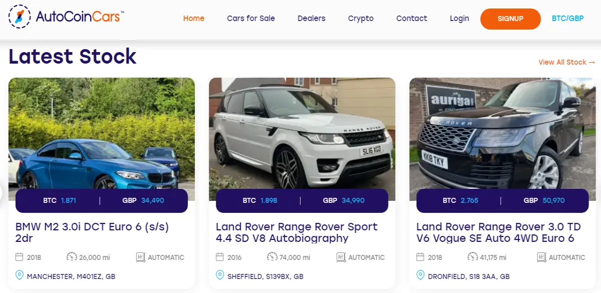 autocoincars' marketplace - buy a car with bitcoin