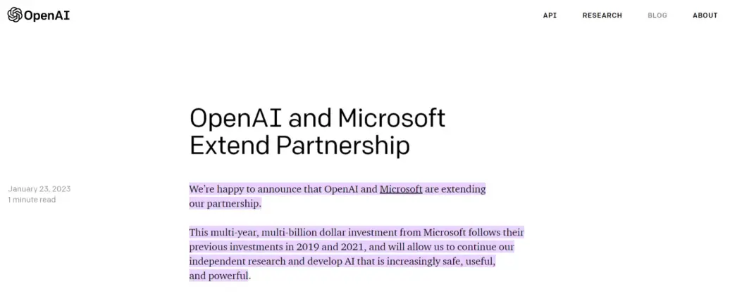 Microsoft extended the multi-year, multi-billion dollar partnership with OpenAI
