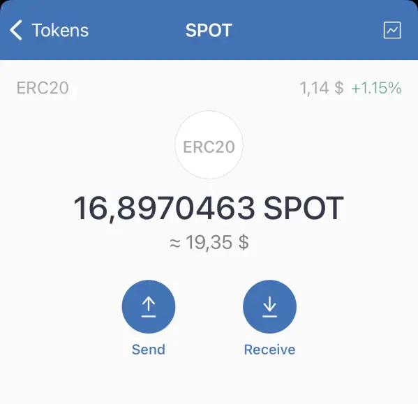 Custom Token $SPOT added to Trust Wallet