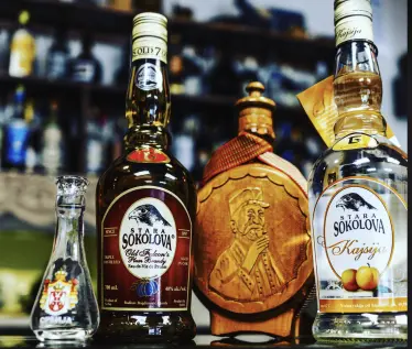 bottle of rakija plumb brandy called Stara Sokolova