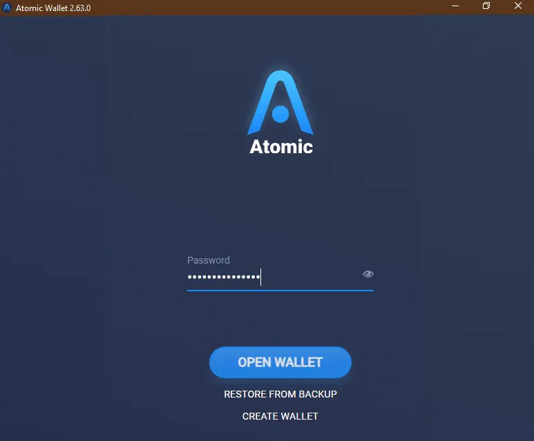 Atomic Wallet Welcome Screen