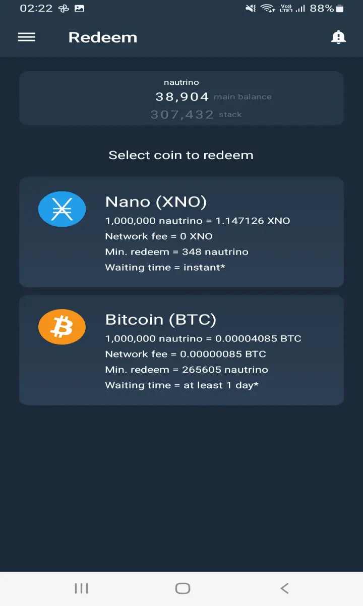 You can convert your nano in app to btc