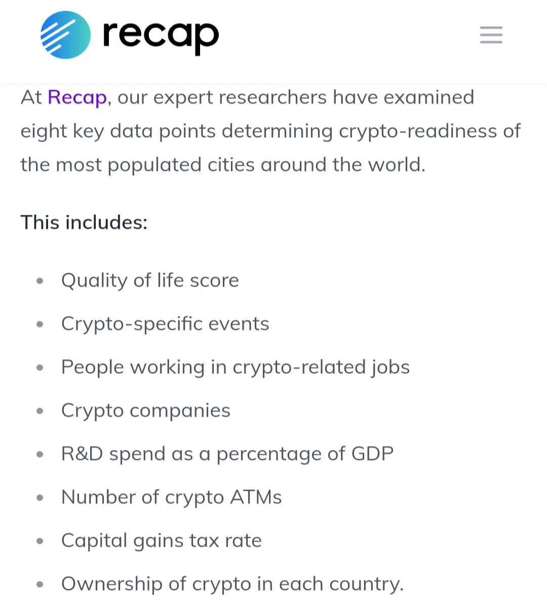 Snapshot from recap