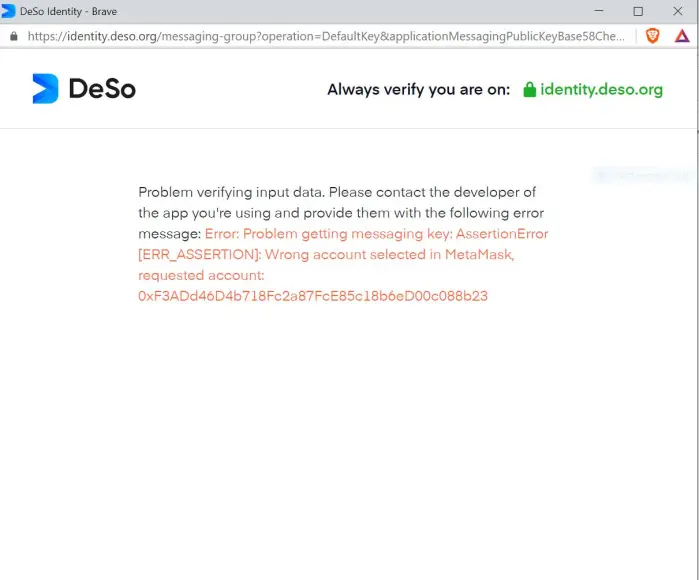 MetaMask error